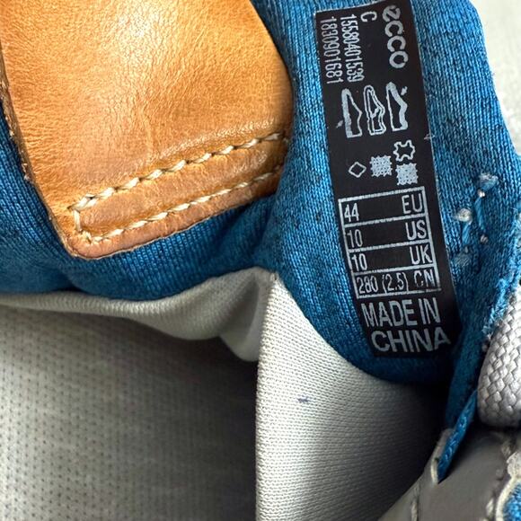 Ecco Biom Mens Hybrid Leather Gortex Spikeless Golf Shoes Size 10 Wide Blue Gray - Picture 13 of 14